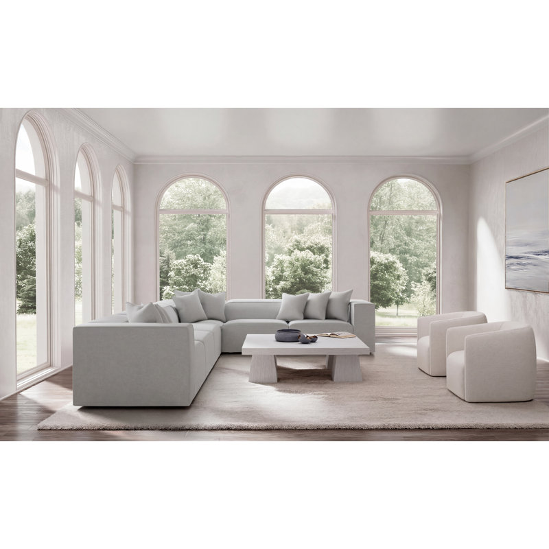 Bernhardt Bliss 4-Piece Fabric Sectional, Gray Polyester Blend, 28" H x 160.5" W x 123.5" D