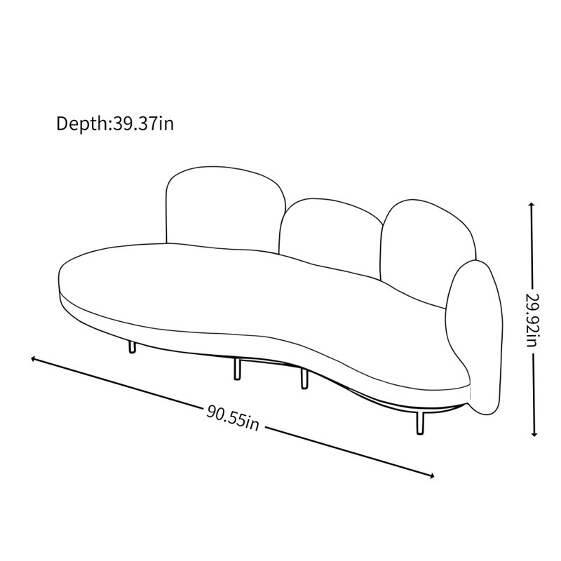 Simple Cream-style Off-white Three-seater Sofa
