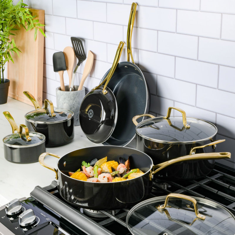 Ensemble de batterie de cuisine antiadhésive 14 pièces Martha Stewart