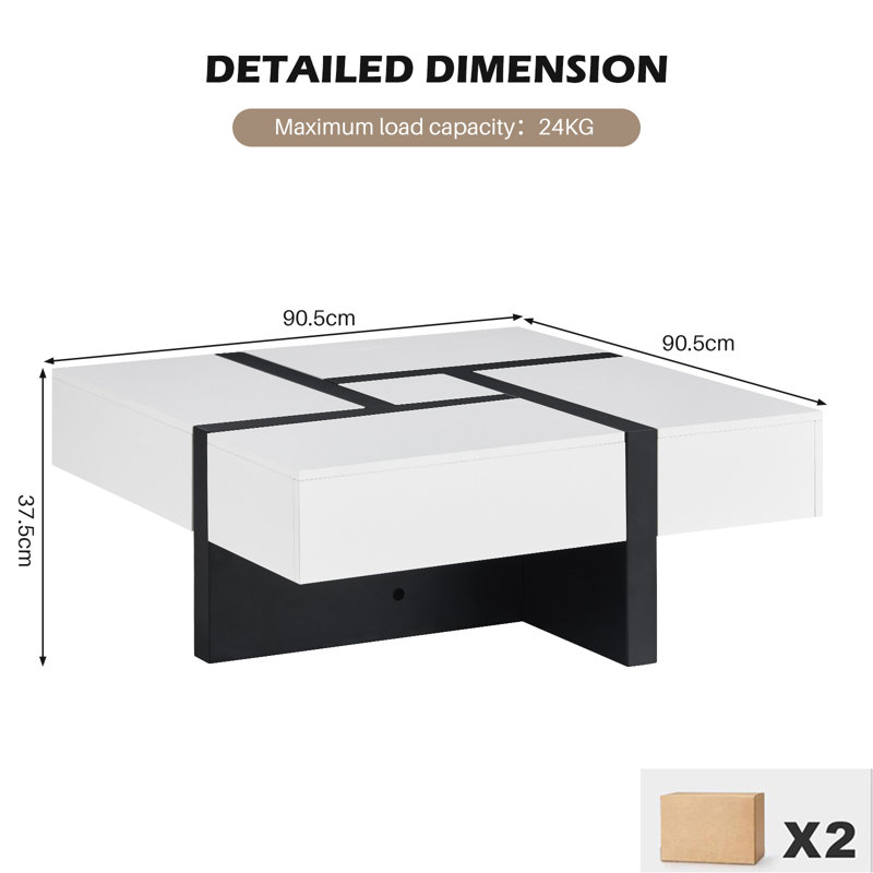 Coffee Table with Storage, Black/White
