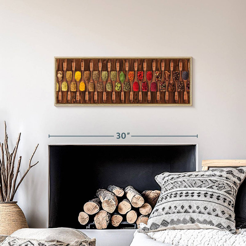 Indian Herbs, Floating Frame Natural Wood, 28" X 10"