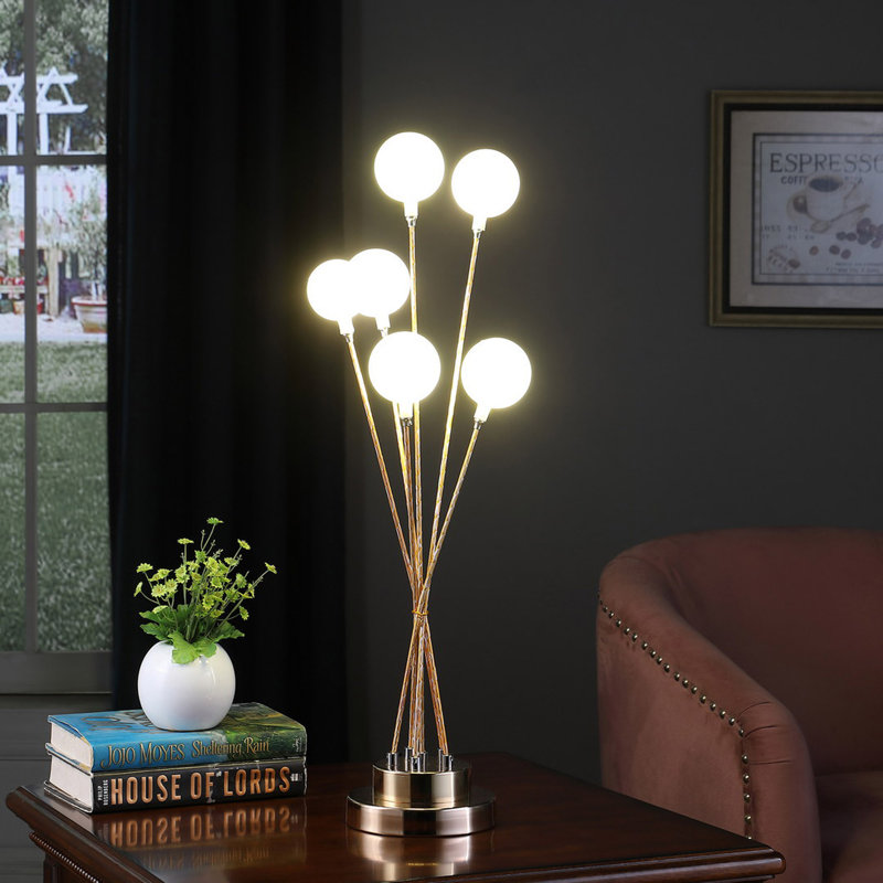 Lampe de table en aluminium 27,5 po à 6 lumières DEL Aluminun, Jaune