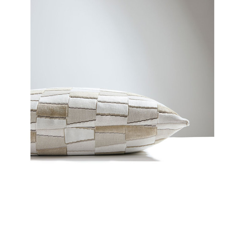 Porcelain Geometric Reversible Throw Pillow, Pearl