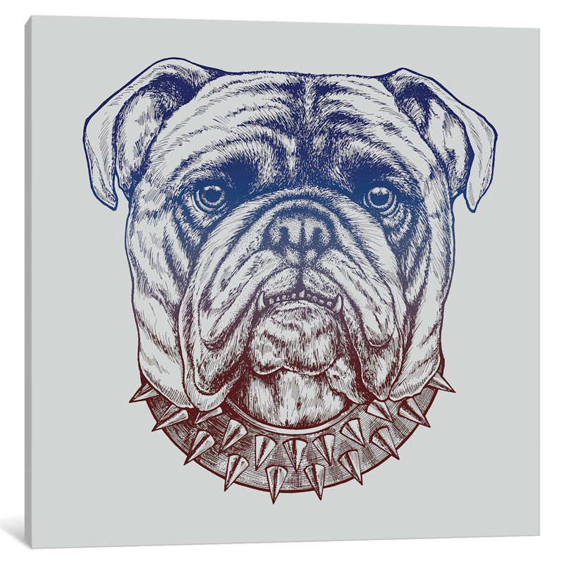 « bouledogue de petits pouces », impression sur toile, H 26 po x l 26 po x P 1,5 po, Toile tendue, Pas de tapis