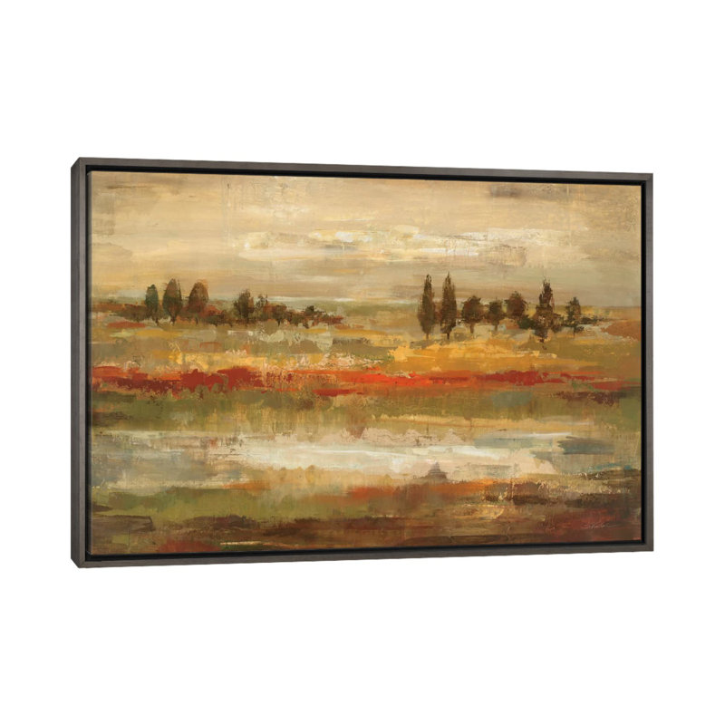 «Summer Fields» par Silvia Vassileva - reproduction d'art, H 40 po x l 60 po x 1,5 po, Cadre flottant gris