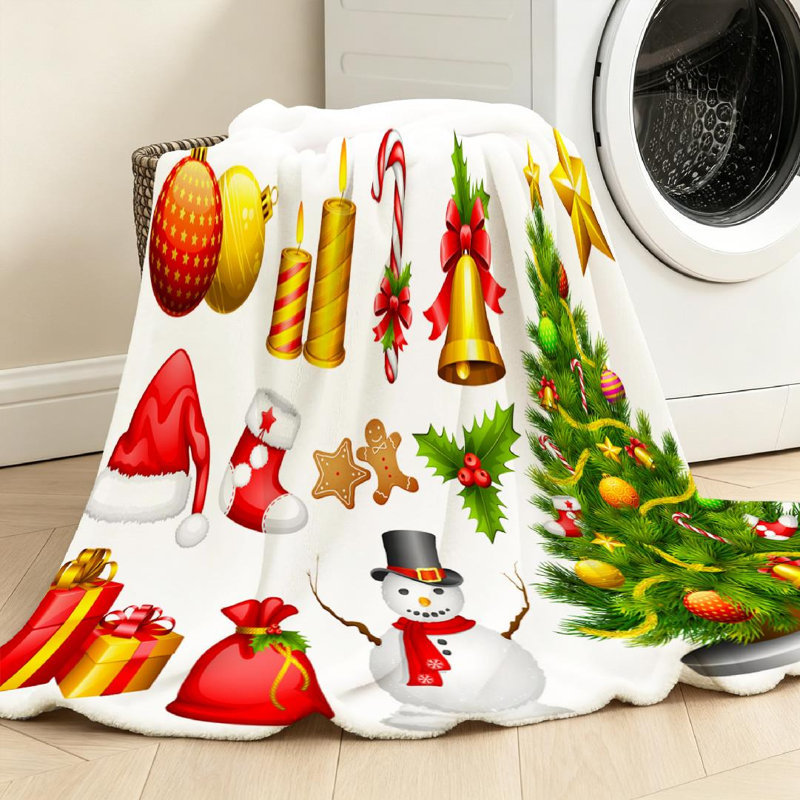 Jeté en flanelle rouge ultra doux pour impression d'ornement de Noël, Throw 30" x 40"
