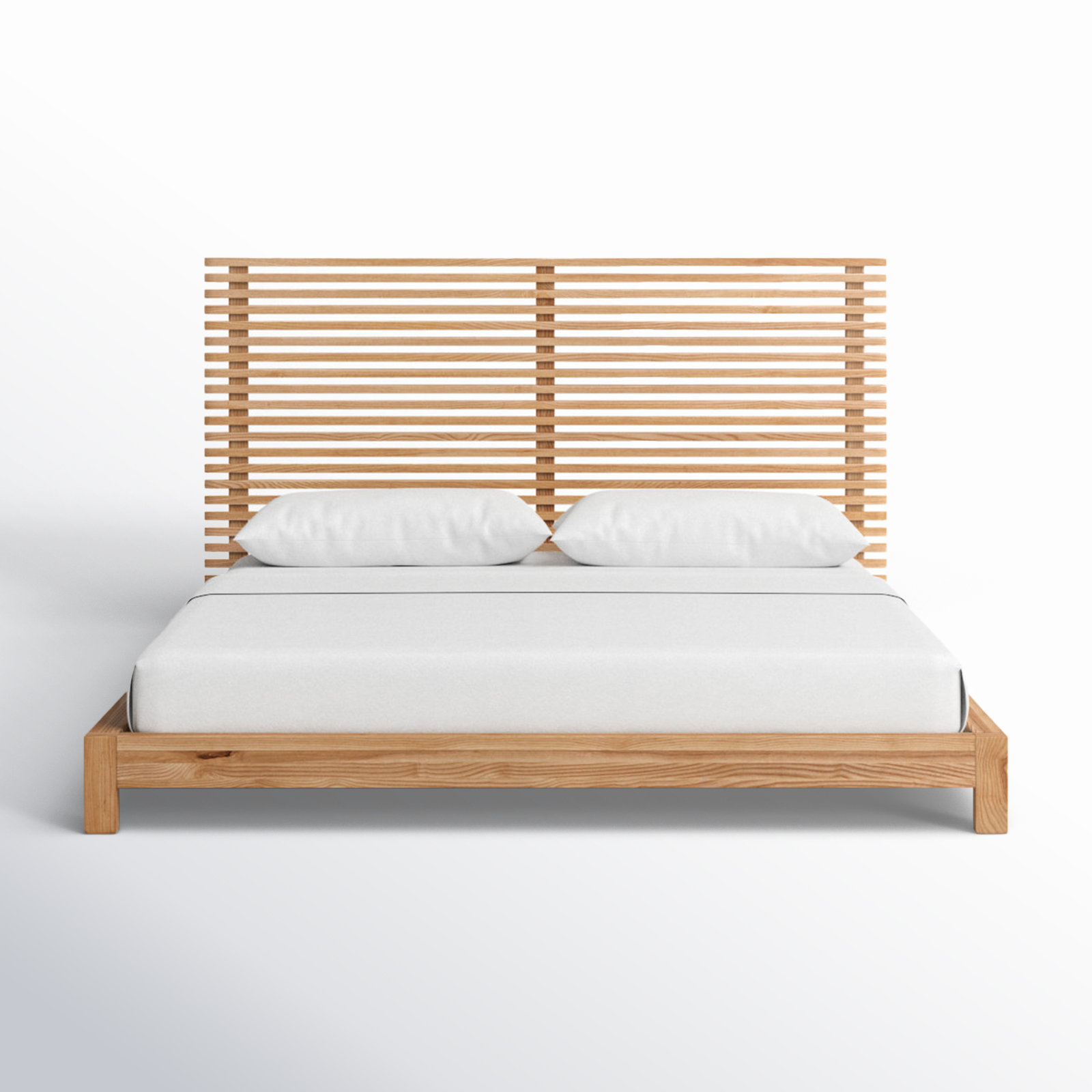Finnian Solid Wood Bed, Full / Double, Light Oak