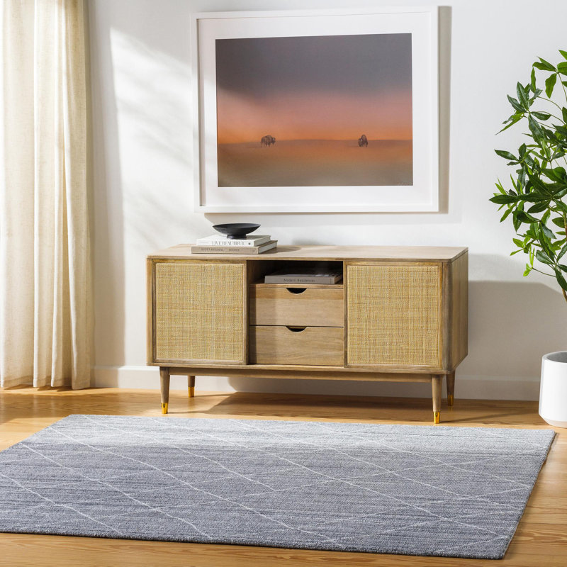 Geometric Area Rug in Gray, Rectangle 2' x 3'