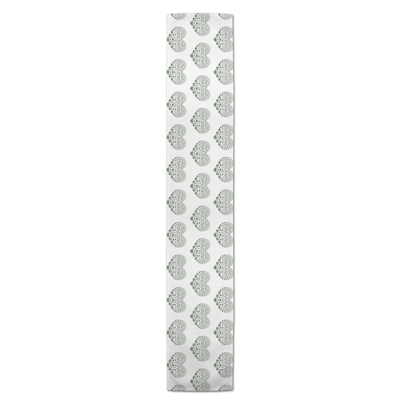 Ferrier Heart Table Runner, 90" L x 16" W, Sage Green