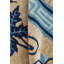Tapis en laine fait à la main 9 x 11 début du 20e siècle chinois audacieux, botanique, beige et bleu