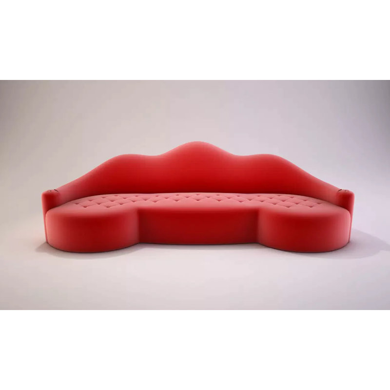 Canapé incurvé Lola, Mélange de coton rouge, H 38,6 po x l 133,8 po x P 47,2 po