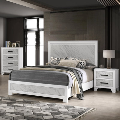 Bains Faux Marble Inset 3-Piece Bedroom Set