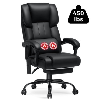 Heated Executive Office Chair with Vibration Function and Footrest