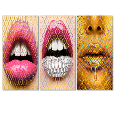 Luscious Designer Lips I sur toile, reproduction de 3 pièces