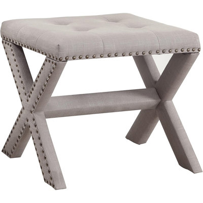 Linen Blend Accent Bench With Nailhead Trim