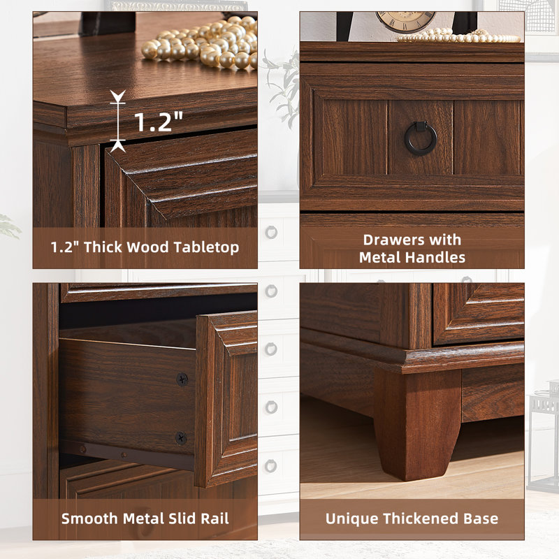Farmhouse 5 Drawer Dresser For Bedroom, 42" Tall Small Dressers & Chest Of Drawers, Rustic Wood Dresser With Metal Handle, Storage Organizer Closet For Living Room, Hallway, Entryway
