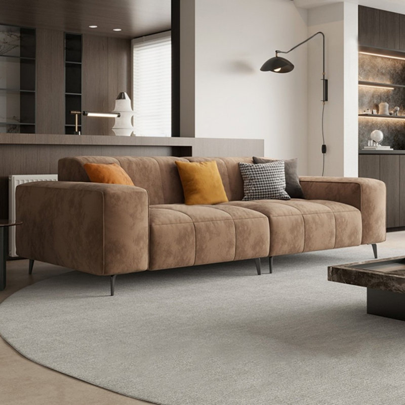 Canapé modulaire en velours brun, H 32,68 po x l 94,49 po x P 43,31 po, 3