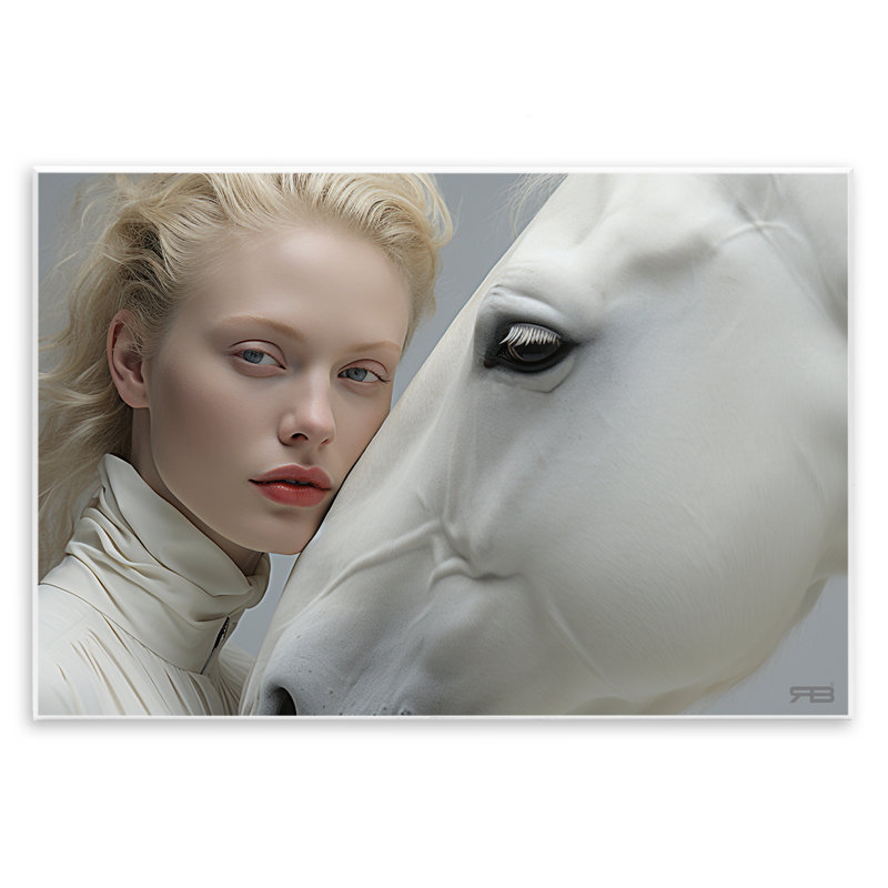 «White Horse & Woman» par RB, H 10 po x l 15 po