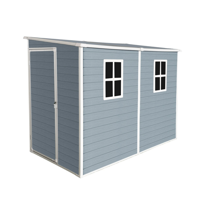 Remise de rangement extérieure en résine 4 x 8 pi avec plancher et portes doubles, gris