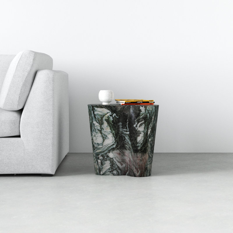 Barrett Slab Table, Gray/Blush, 18" H x 18" W x 15" D