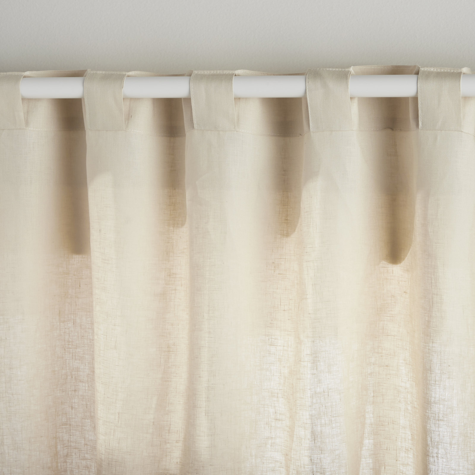 Solano Semi Sheer Linen Curtain, Beige, 50" W x 108" L