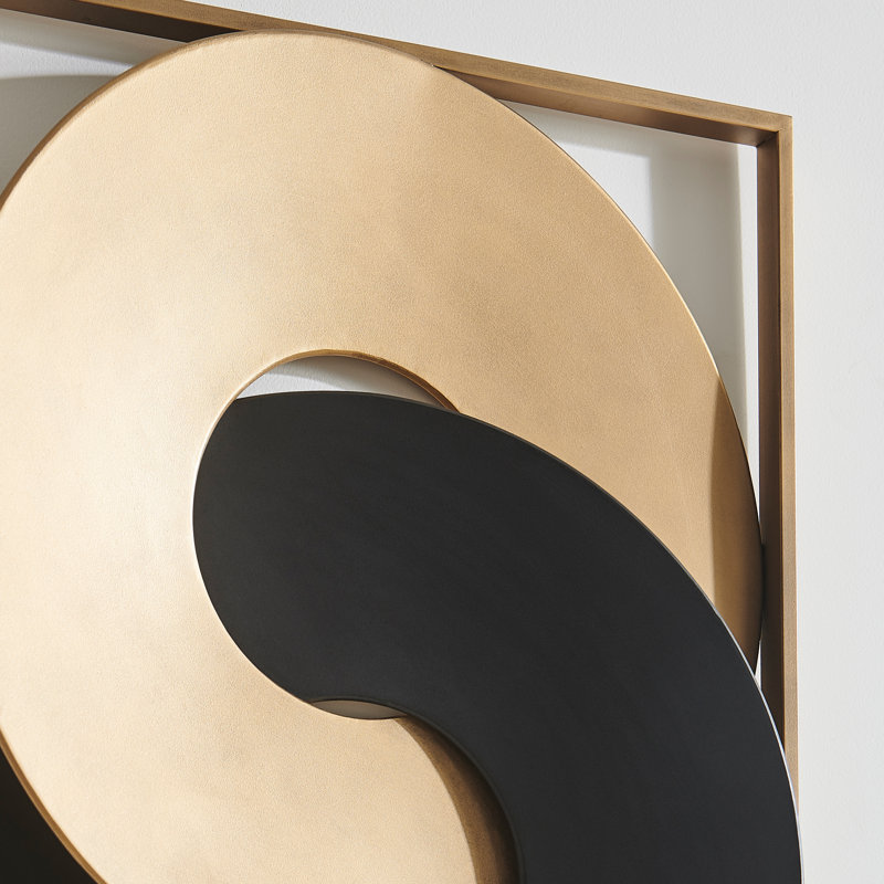 Gold and Black Intersecting Rings Mid-Century Modern Wall Art