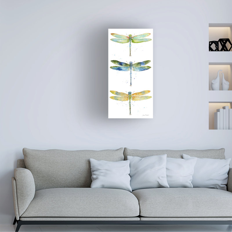 Wrapped Canvas Wall Art - Jean Plout 'Dragonfly Bliss 10' Wall Art for Living Room, Bedroom, or Office Décor - 10x19