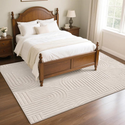 Soft Cozy Fluffy Arch Pattern High-Low Pile Area Rugs