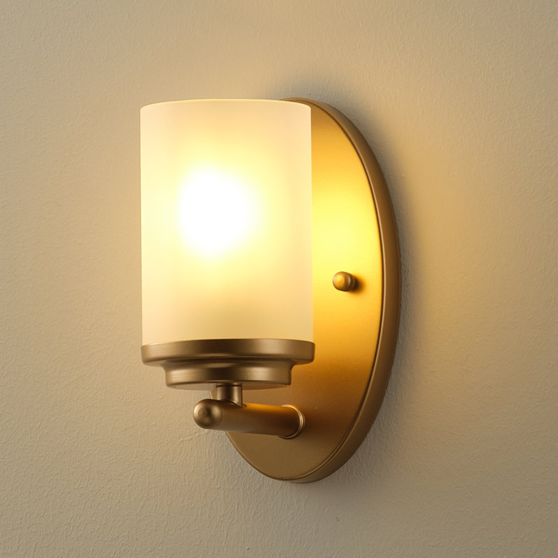 1-E26 Light Bulb 4.33inch Wall Sconces with Glass Shade, Brushed Gold