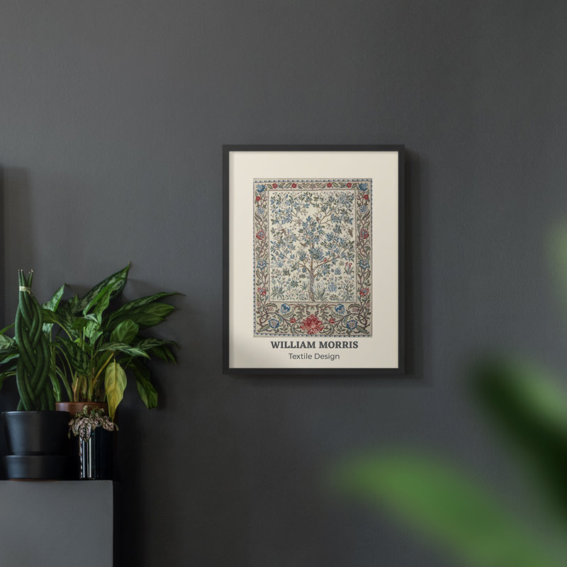 William Morris, reproduction encadrée CVI, Noyer, H 14 po x l 11 po