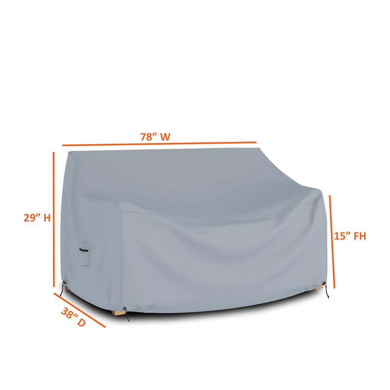 HeavyDuty Multipurpose Waterproof Outdoor Bench Cover, Patio Lounge 3-Seat Deep Bench Cover, 29" H x 78" W x 38" D, Gray