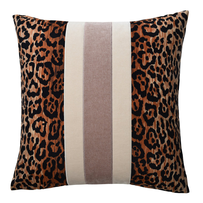 Jaguar Dann Foley Lifestyle - Jaguar - Coussin imprimé - 24 po x 24 po - crème sur espresso - rayé