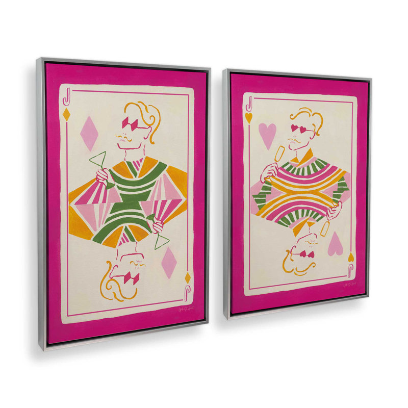 Pop Pop Party, ensemble de 2 impressions, 24" x 18", Framed Canvas, Polished Chrome