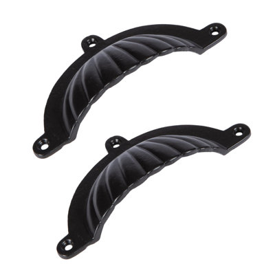 Hammer & Tongs - Fluted Cabinet Cup Handle - W130mm x H60mm - Black