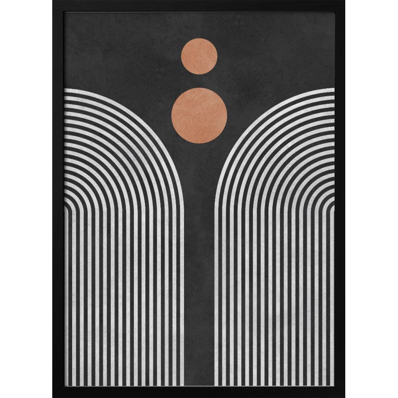 "Circles 3", art mural texturé encadré, Cadre noir, H 14 po x l 10 po