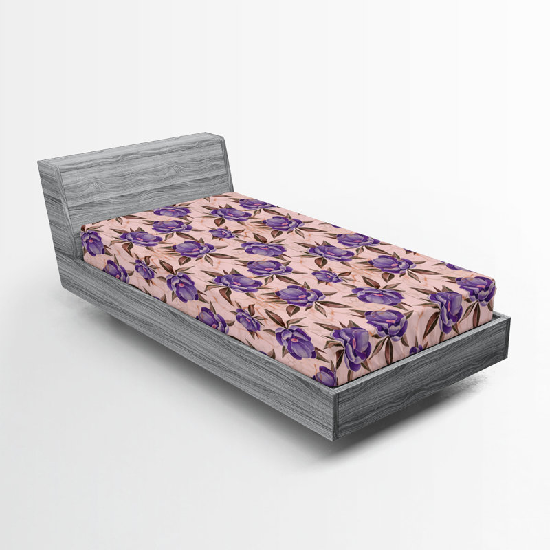 Microfiber Fitted Sheet, Twin Fitted Sheet, Blue Floral