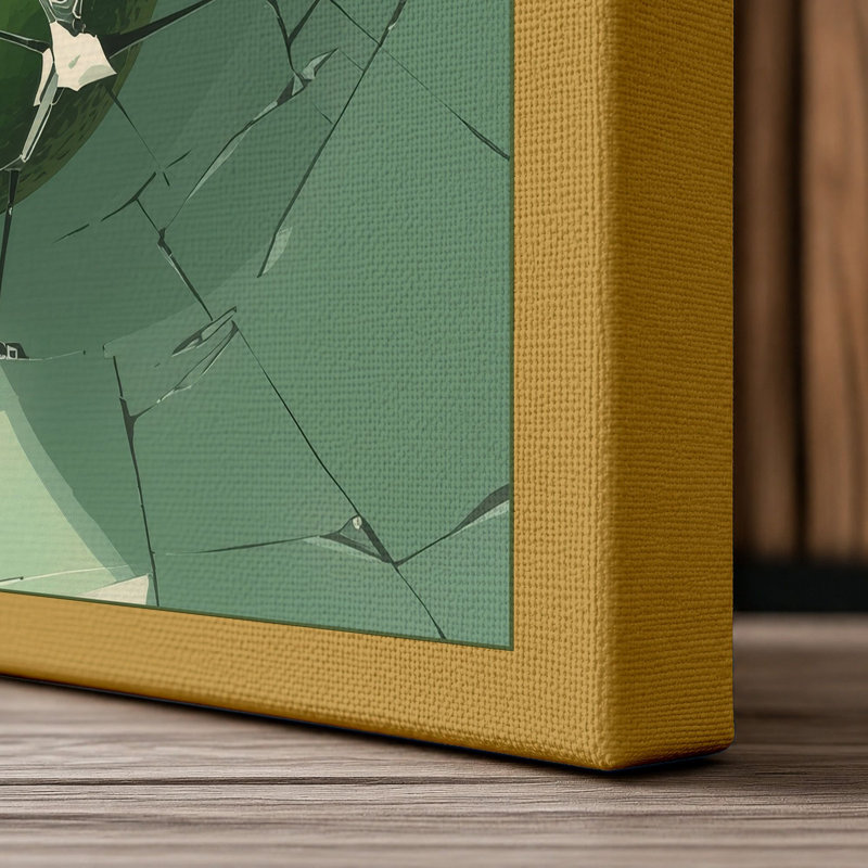Pear in Geometry Botanical - Wrapped Canvas, 36x24 - 91.4 x 61.0 cm, Ochre Border