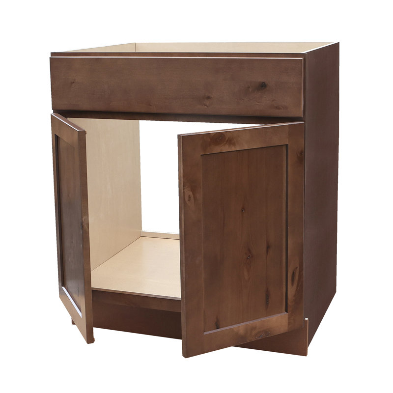 Rustic Walnut Shaker Style sink base cabinet, 30" W