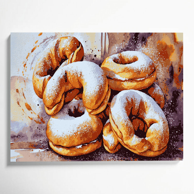 Art mural sur toile, "Desserts Beignets" gris, H 8 po x l 10 po