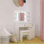 Bureau de meuble-lavabo avec lumières, ensemble de meuble-lavabo avec miroir, bureau de maquillage avec grands tiroirs et rangement à trois niveaux Dreeser, meubles-lavabos à 3 lumières réglables pour la chambre à coucher