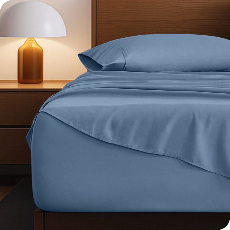 22" Deep Pocket Ultra Soft Sheet Set, Coronet Blue, Split Head Flex King Sheet Set with 2 Pillowcases