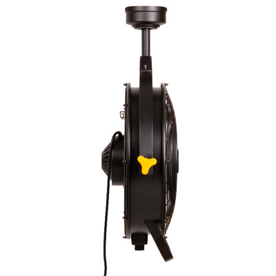Ventilateur de plafond de garage de 18 po XL avec télécommande Mule, 3 vitesses, montage double, étanche, noir avec accents jaunes