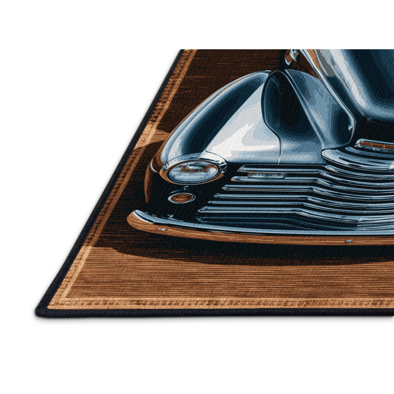 Machine Washable Transportation Brown Area Rug, Square 6'