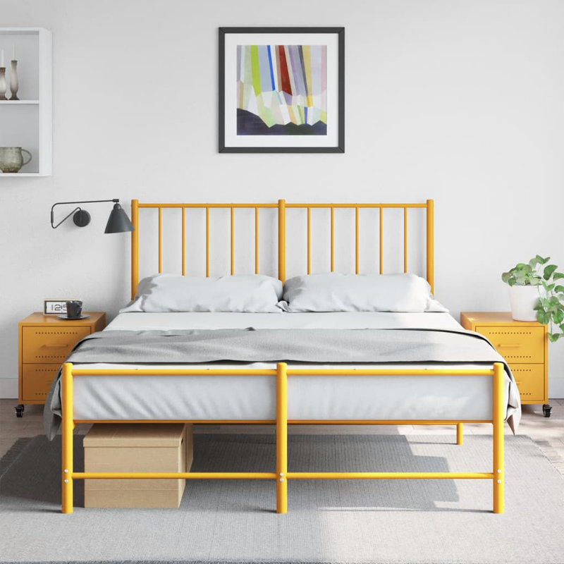 Anadalay 36cm W Steel Bedside Table, Mustard Yellow