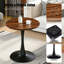 Table de salle à manger ronde de luxe 24 po, base tulipe de style Mid-Century moderne, plateau en panneau de fibres à densité moyenne à grain de bois profond-789700049-789700055