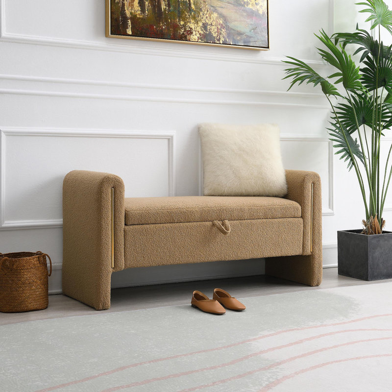 Banc de bout avec accoudoirs et rangement Modern, Café