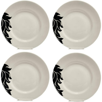 Victoria Bella 10.75" Bone Сhina Set of 4 Plate with décor Dinner Plate with Black and White Decor