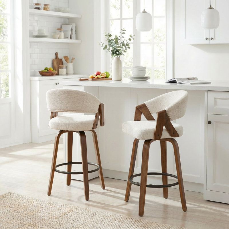 Providence Upholstered Swivel Counter Stool, Beige