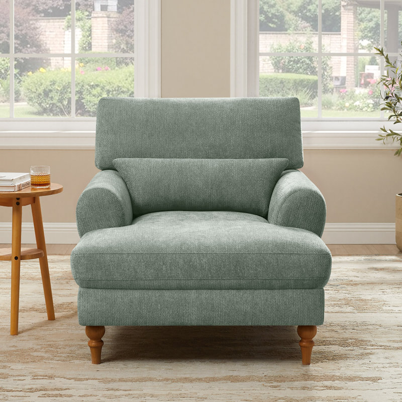 Chaise longue rembourrée avec dossier réglable Jazier, Sauge