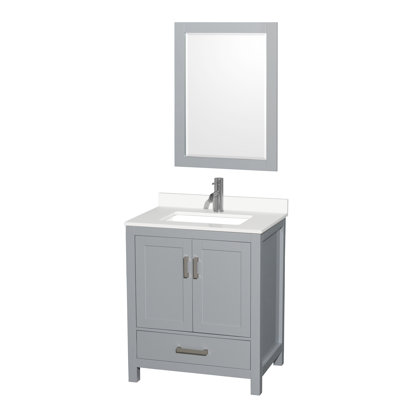 Sheffield 30" Freestanding Single Bathroom Vanity with Quartz Top with 24" Mirror